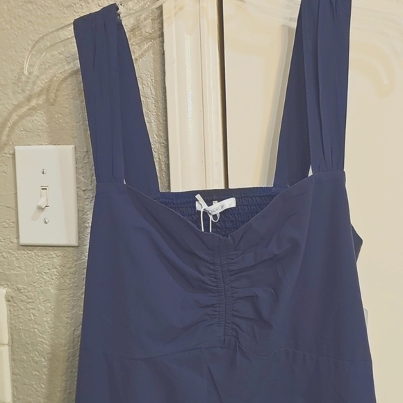 NWT Stitchdrop Bae Shore Sleeveless Midi Dress Flared Smocked Back BLUE Large - Picture 3 of 12